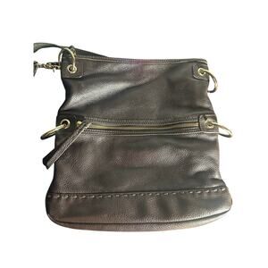The Sak Brown Leather Crossbody Shoulder Bag Zip Pocket Boho Slouchy Style